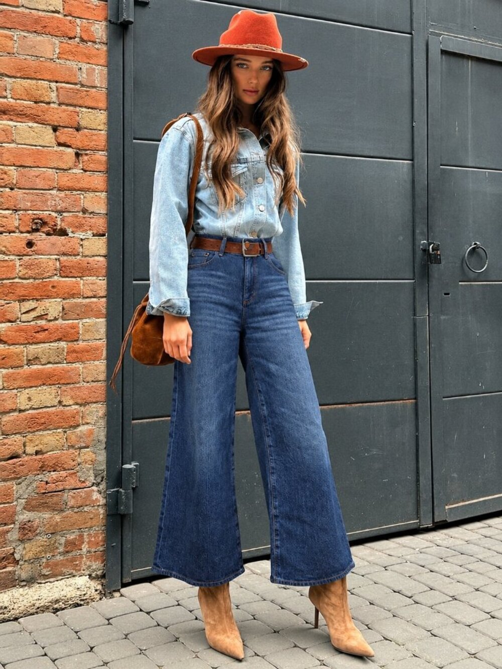 Ann Taylor Wide Leg Crop High Rise Size 6 Blue Denim Jeans (c1)